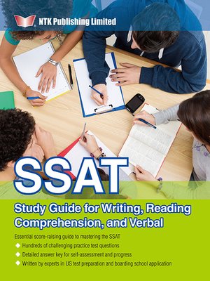 cover image of SSAT Study Guide for Writing, Reading Comprehension, and Verbal